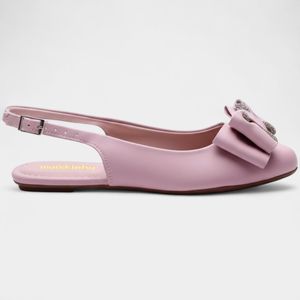 Sapatilha Slingback Molekinha Laço Strass Infantil Rosa