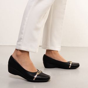 Sapatilha Salto Fivela Piccadilly Feminina Preto