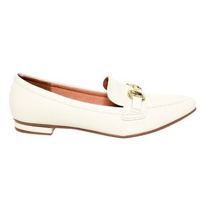 Mocassim Loafer Vizzano Metal Feminino - Branco Off