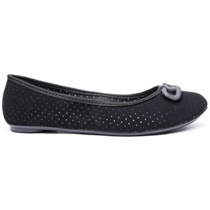 Sapatilha Moleca Microperfuros Nobuck Detalhe Feminina - Preto