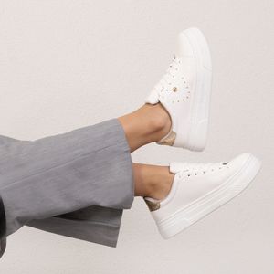 Tênis Feminino Casual Spike Via Marte Branco Dourado