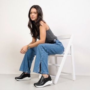 Tênis Feminino Salto Ziper Quiz Preto