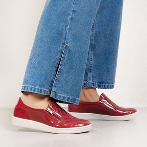 Tênis Feminino Slip On Verniz Quiz Bordô