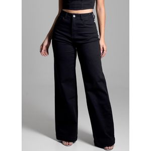 Calça Sarja Sawary Wide Leg Feminina Preta