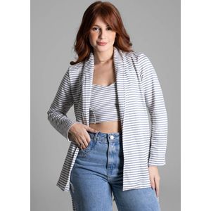 Blazer Sawary Listrado Feminino Bege
