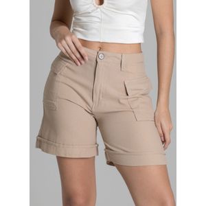 Shorts Linho Sawary Cargo Feminino Bege