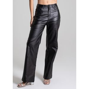 Calça Resinada Sawary Wide Leg Feminina Preta