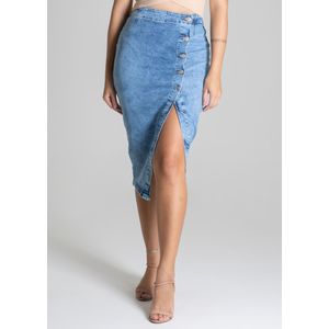 Saia Jeans Sawary Midi Feminina