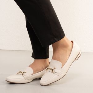 Sapato Mocassim Fivela Vizzano Feminino Branco