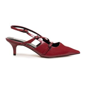 Sapato Feminino Scarpin Verniz Fivela Quiz Bordô