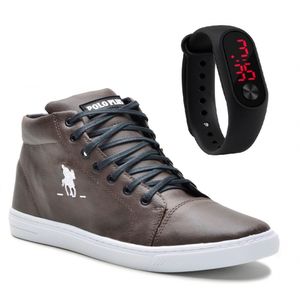 Kit Tênis Casual Confortável Polo Plus Com Relógio Digital Unissex