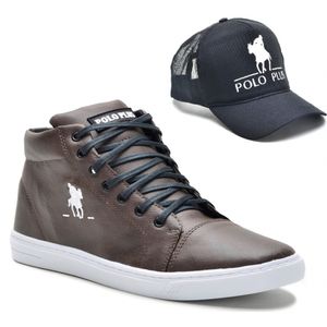 Kit Tênis Casual Com  Boné Polo Plus Masculino