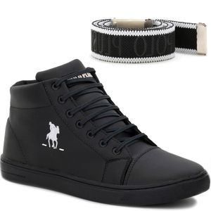 Kit Tênis Casual e Cinto Polo Plus Masculino Preto