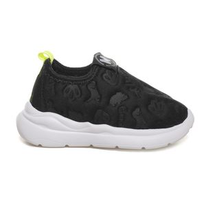 Tênis Casual Molekinho Slip On Dinossauro Infantil Preto