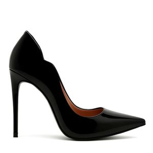 Scarpin Celine Curvas Royalz Verniz Salto Alto Feminino Preto