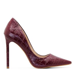 Scarpin Celine Croco Salto Alto Royalz Feminino Vinho