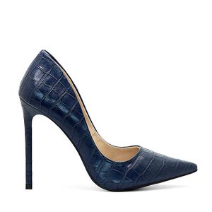 Scarpin Celine Croco Salto Alto Royalz Feminino Marinho