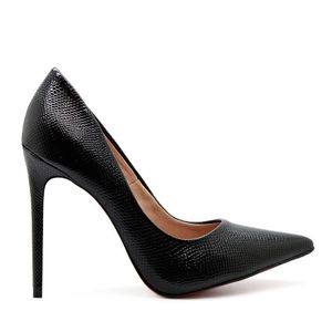 Scarpin Celine Royalz Cobra Salto Alto Fino Feminino Preto