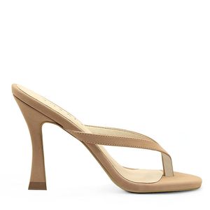 Tamanco Angel Royalz Nobuck Salto Alto Feminino Bege
