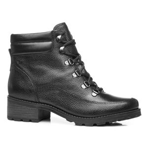 Bota Coturno em Couro Pegada Feminina Preta