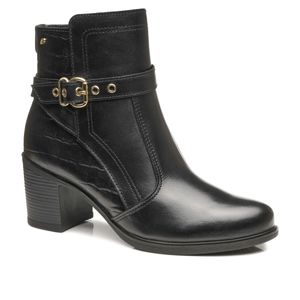 Bota Cano Curto em Couro Pegada Feminina Preta