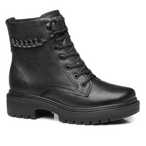 Bota Coturno em Couro Pegada Feminina Preta