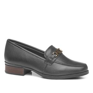 Sapato Mocassim em Couro Pegada Feminino Preto