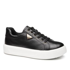 Tênis Casual em Couro Pegada Feminino Preto