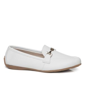 Sapato Mocassim em Couro Pegada Feminino Branco