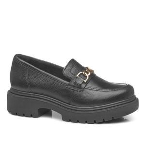 Sapato Loafer em Couro Pegada Feminino Preto