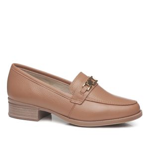 Sapato Mocassim em Couro  Pegada Feminino Marrom