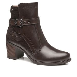 Bota Cano Curto em Couro Pegada Feminina Marrom