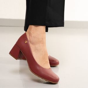 Sapato Modare Casual Salto Bloco Feminino Vinho