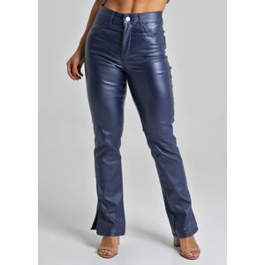 Calça Resinada Sawary Reta Feminina Marinho