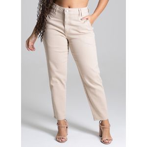 Calça Sarja Sawary Mom Feminina Bege