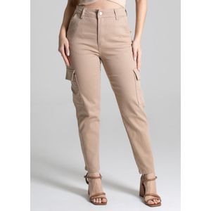 Calça Sarja Sawary Mom Feminina Bege