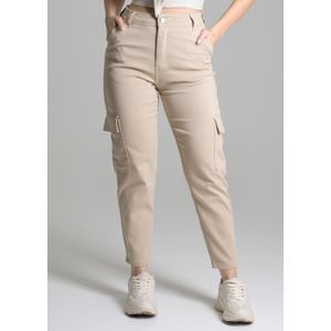 Calça Sarja Sawary Mom Feminina Bege