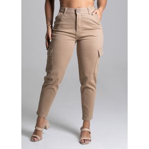Calça Sarja Sawary Mom Feminina Bege