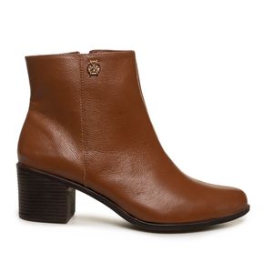 Bota Via Marte Ankle Boot Flexsoft Couro Feminina Mascavo