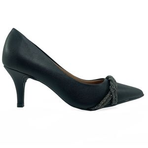 Scarpin Vizzano Tira Strass Salto Médio Feminino Preto