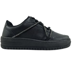 Tênis Casual Vizzano Tira Strass Feminino Preto