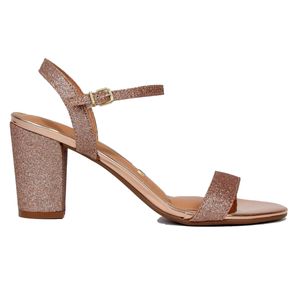 Sandália Vizzano Salto Grosso Glitter Feminina Marrom