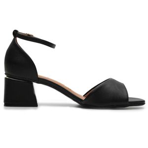 Sandália Vizzano Salto Bloco Detalhe Dourado Feminino Preto