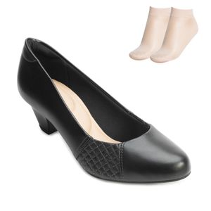 Sapato Salto e Meia Modare Feminino Preto