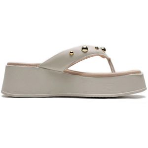 Tamanco Anabela Beira Rio Apliques Feminino Off White