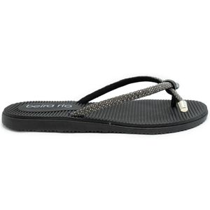 Tamanco Rasteiro Beira Rio Flatform Diamond Strass Laço Feminino Preto