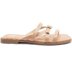 Sandália Rasteira Moleca Fivela Spikes Feminina Bege