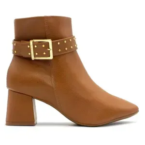 Bota Vizzano Caramelo Fivela Salto Bloco