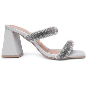 Tamanco Vizzano Salto Bloco Strass Feminino Off White