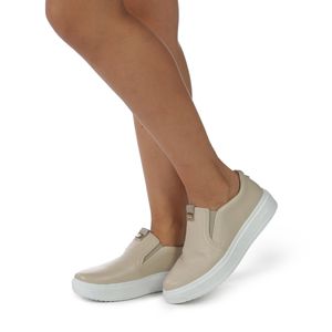 Tênis Pegada Casual Slip On Feminino Creme